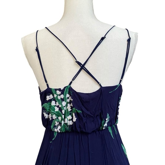 Urban Outfitters Lady Lava Floral Midi Dress Blue Strappy High-Low Size 6 - Picture 14 of 16